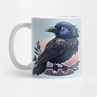 Beautiful raven with dark tones on a branch Mug